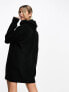 Фото #7 товара Miss Selfridge knitted oversized hoodie dress in black