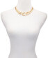 Фото #2 товара Gold-Tone Logo-Detail Graduated Chunky Curb Chain Statement Necklace, 16" + 2" extender