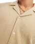 Jack & Jones oversized textured revere collar shirt in beige