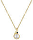 ფოტო #1 პროდუქტის Cultured Freshwater Pearl (8mm), Onyx & Diamond Accent 18" Pendant Necklace in 10k Gold