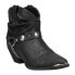 Dingo Fiona Pointed Toe Pull On Cowboy Booties Womens Black Casual Boots DI8940