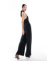 Фото #1 товара Vila slinky halterneck wide leg jumpsuit in black