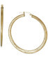 ფოტო #1 პროდუქტის Satin Texture Medium Hoop Earrings in 10k Gold