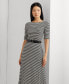 Women's Striped Stretch Cotton Midi Dress