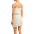 Vintage Havana Crochet Knit Dress Mini Tie Waist Sweaterdress in Ivory Size L