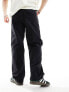 Weekday Frej relaxed fit workwear trousers with pocket detail in black