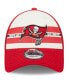 Men's Cream, Red Tampa Bay Buccaneers Team Stripe Trucker 9FORTY Snapback Hat Cream, Red - фото #3