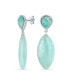 ფოტო #1 პროდუქტის Unique Geometric Linear Mint Green Aqua Amazonite Rhombus Shape Tear Drop Natural Multi-Gemstone Party Dangling Earrings for Women