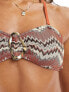 South Beach embroidered bandeau bikini top with hardwear in rust abstract print