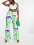 Morgan wide leg trousers in green swirl print