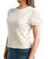 ფოტო #3 პროდუქტის Juniors' Mixed-Media Puff-Sleeve Crewneck Top