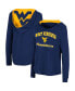 Women's Navy West Virginia Mountaineers Catalina Hoodie Long Sleeve T-Shirt 2XL - фото #1