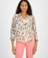 Women's Abstract-Print Tie-Neck Blouse, Created for Macy's