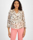 Фото #1 товара Women's Abstract-Print Tie-Neck Blouse, Created for Macy's