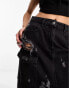 Фото #3 товара Miss Selfridge extreme ripped denim cargo skirt in washed black