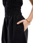 ASOS DESIGN shirred bodice wide leg jumpsuit in black Черный, 34 - фото #4