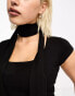 Daisy Street cropped square neck t-shirt with skinny scarf in black