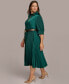 ფოტო #4 პროდუქტის Plus Size Belted Pleated Midi Dress