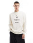 Фото #1 товара Pull&Bear – Sweatshirt in Ecru mit „Poster“-Print auf der Vorderseite