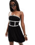 ASOS DESIGN bandeau with contrast binding mini dress in black and white Черный, 34 - фото #1