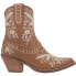Dingo Primrose Embroidered Floral Snip Toe Cowboy Booties Womens Brown Casual Bo