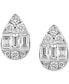 ფოტო #3 პროდუქტის EFFY® Diamond Round & Baguette Teardrop Cluster Stud Earrings (1/2 ct. t.w.) in 14k White Gold