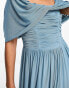 Фото #6 товара Little Mistress Bridesmaids bardot gathered maxi dress in mesh in blue