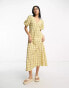 Фото #1 товара ASOS DESIGN textured midi tea dress in yellow check