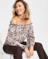 Фото #4 товара Women's Long-Sleeve Off-The-Shoulder Blouse, Created for Macy's