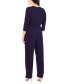 Petite 3/4 Sleeve Belted Wide Leg Jumpsuit