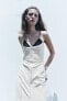 Фото #9 товара Платье миди с контрастным кружевом ZARA