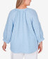 Фото #2 товара Plus Size Chambray Solid Clip Dot Blouse