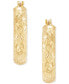 ფოტო #4 პროდუქტის Textured & Polished Small Hoop Earrings in 14k Gold, 20mm