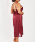Фото #2 товара Пижама iCollection plus Size из шелковистой ткани с открытой спиной и кружевными оборками