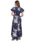 ფოტო #2 პროდუქტის Women's Printed V-Neck Flutter-Sleeve Satin Dress