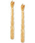 ფოტო #6 პროდუქტის 2-Pc. Set Cubic Zirconia Stud & Ruffle Oval Hoop Earrings in 10k Gold