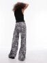 Topshop abstract printed plisse trouser in mono