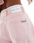 Liquor N Poker mid rise baggy fit jeans in pink acid with knee rip