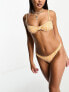 Фото #1 товара Bershka v-front bikini bottoms in orange check