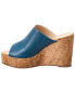 Stuart Weitzman Margarite Leather Wedge Sandal Women's Blue 10