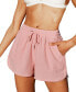 Women's Pink Drawstring Waist Wide Leg Shorts