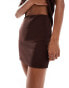 ASOS DESIGN co-ord ribbed mini skirt in chocolate