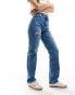 Фото #2 товара Calvin Klein Jeans high rise straight jeans in mid wash