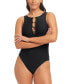 Фото #1 товара Women's High-Neck Cut-Out One-Piece Swimsuit
