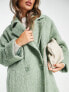 ASOS DESIGN – Eleganter, angerauter Mantel aus Wollmix in zartem Grün