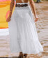 Фото #3 товара Women's White Smocked Waist Flounce Hem Cover-Up Maxi Skirt