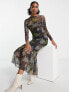 Never Fully Dressed mesh midaxi dress in contrast animal print