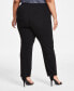 Фото #2 товара Plus Size Hollywood-Waist Cool Crepe Pull-On Ankle Pants