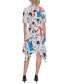 Women's Printed Bungee-Sleeve Shirt Dress