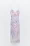 Фото #1 товара Платье из полупрозрачной ткани с драпировкой и принтом ZARA